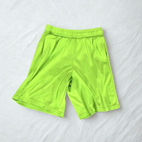 Athletic Works Boy's Large (10-12) Neon Green Mesh Athletic Shorts Elastic Waist - Picture 1 of 4